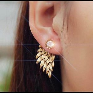 Gold Angel Wing Dangle Earrings